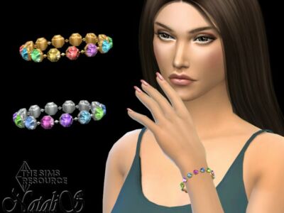 Multicolor Crystal Chain Bracelet By Natalis Sims 4 CC