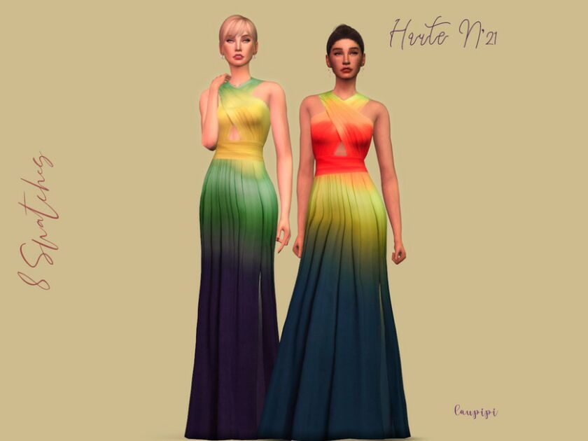 Multicolor Dress – MDR07 By Laupipi Sims 4 CC