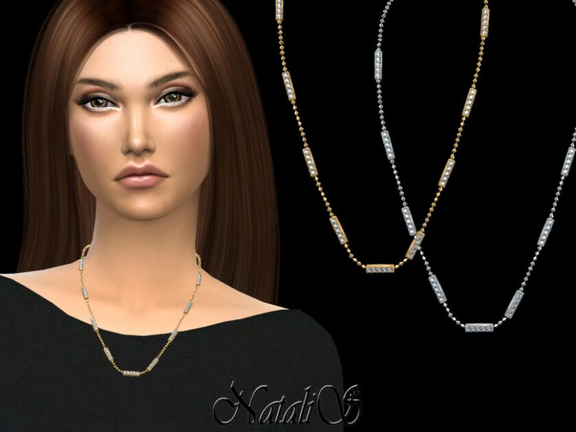 Natalis_Diamond BAR Necklace By Natalis Sims 4 CC