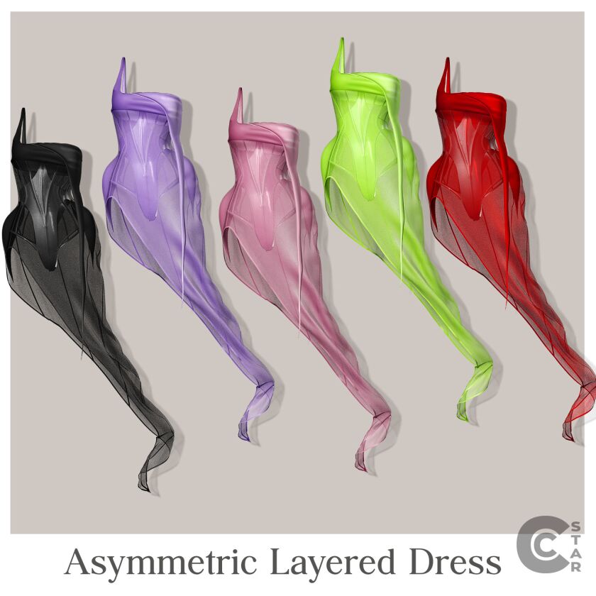 sims 4 cc natasha polys asymmetric layered dress 2