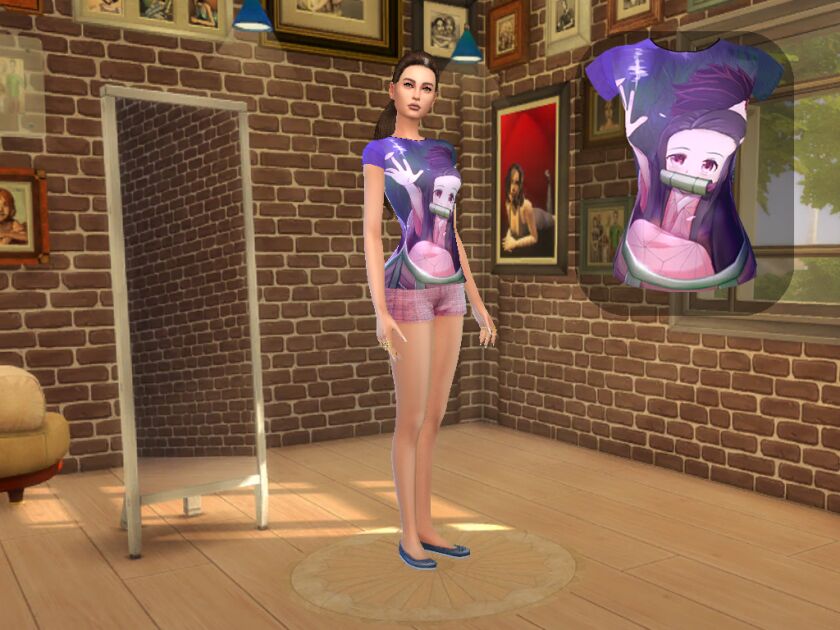 sims 4 cc nezuko kimetsu no yaiba shirt 2