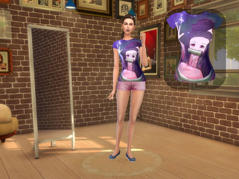 sims 4 cc nezuko kimetsu no yaiba shirt 3