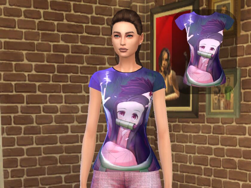 sims 4 cc nezuko kimetsu no yaiba shirt 4