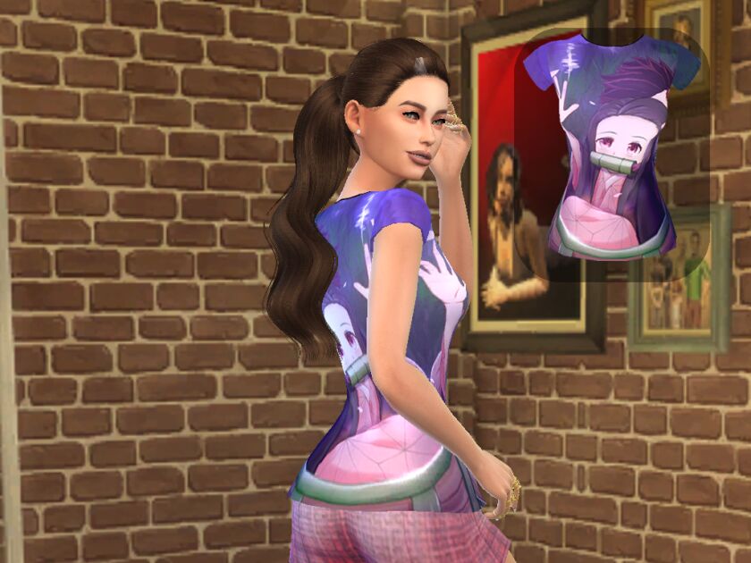 sims 4 cc nezuko kimetsu no yaiba shirt 5