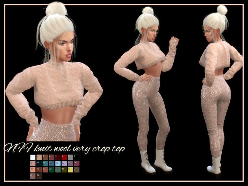 NFF Knit Wool Very Crop TOP By Nadiafabulousflow Sims 4 CC