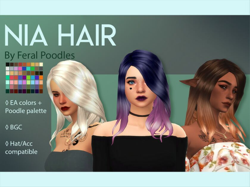 NIA Hair By Feralpoodles Sims 4 CC