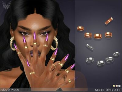 Nicole Multiple Rings SET By Feyona Sims 4 CC