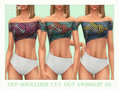 Off-Shoulder CUT OUT Swimsuit 02 Sims 4 CC