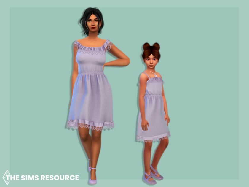 sims 4 cc off shoulder dress with lace adult by mysteriousoo 2