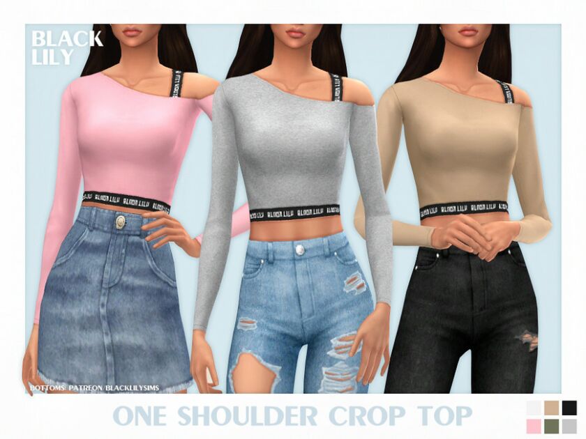 ONE Shoulder Crop TOP Sims 4 CC