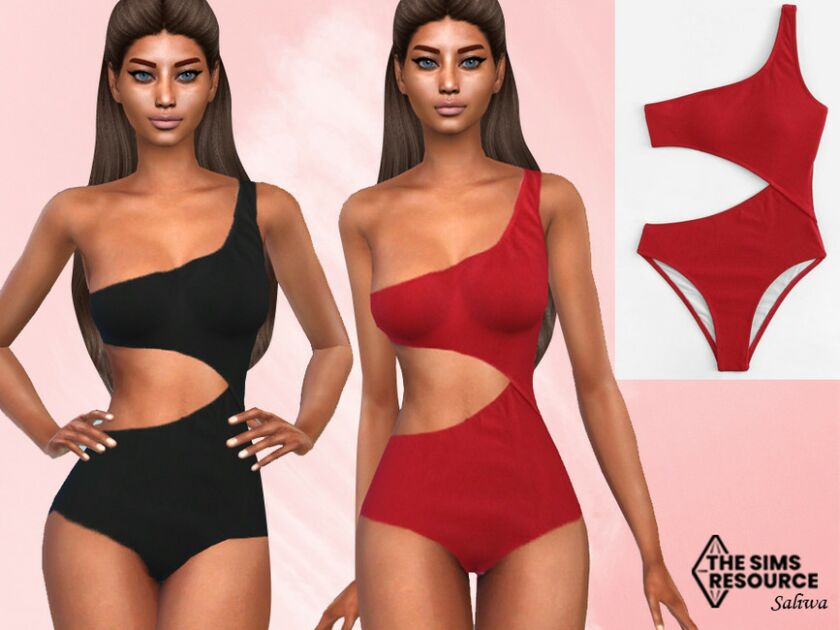 ONE Shoulder Swimsuit By Saliwa Sims 4 CC