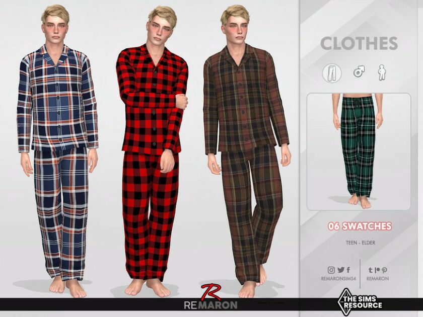 Pajamas Pants 01 For Male Sims 4 CC