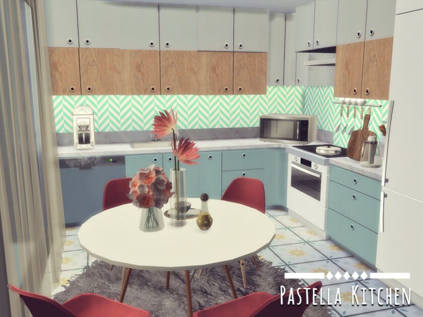 Pastella Kitchen- Only TSR CC By Genkaiharetsu Sims 4 CC