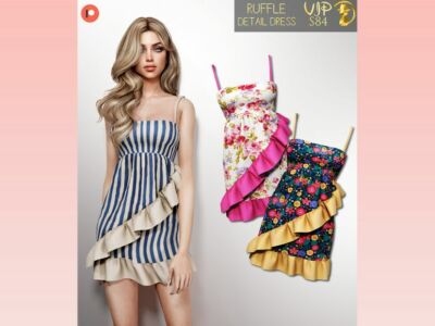 [Patreon] (Early Access) Ruffle Detail Dress S84 By Turksimmer Sims 4 CC