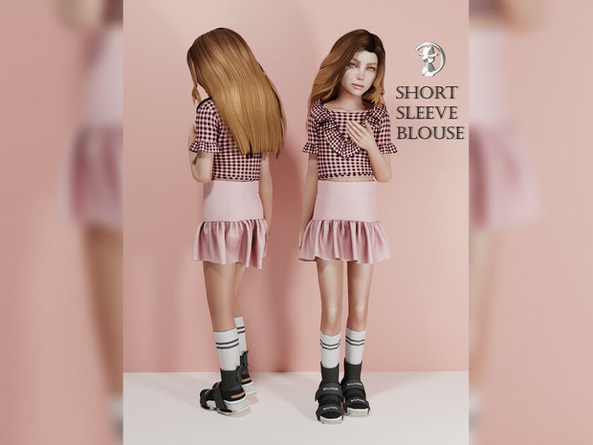 Short Sleeve Blouse Premium03 By Turksimmer Sims 4 CC