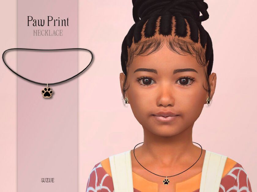 PAW Print Necklace By Suzue Sims 4 CC