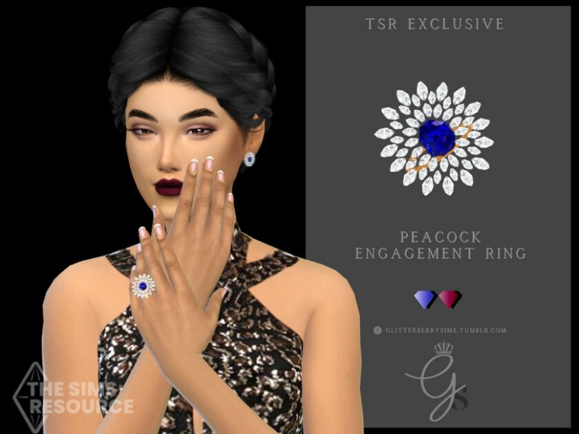 Peacock Engagement Ring By Glitterberryfly Sims 4 CC