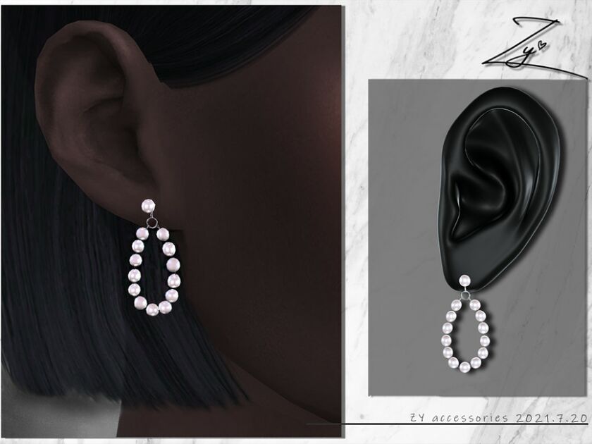 Pearl Earrings_Zy By _ZY Sims 4 CC