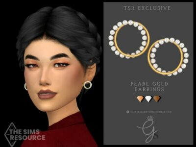 Pearl Gold Earrings By Glitterberryfly Sims 4 CC