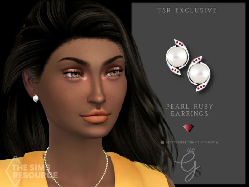 Pearl Ruby Studs By Glitterberryfly Sims 4 CC