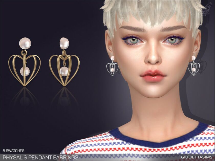 Physalis Pendant Earrings By Feyona Sims 4 CC