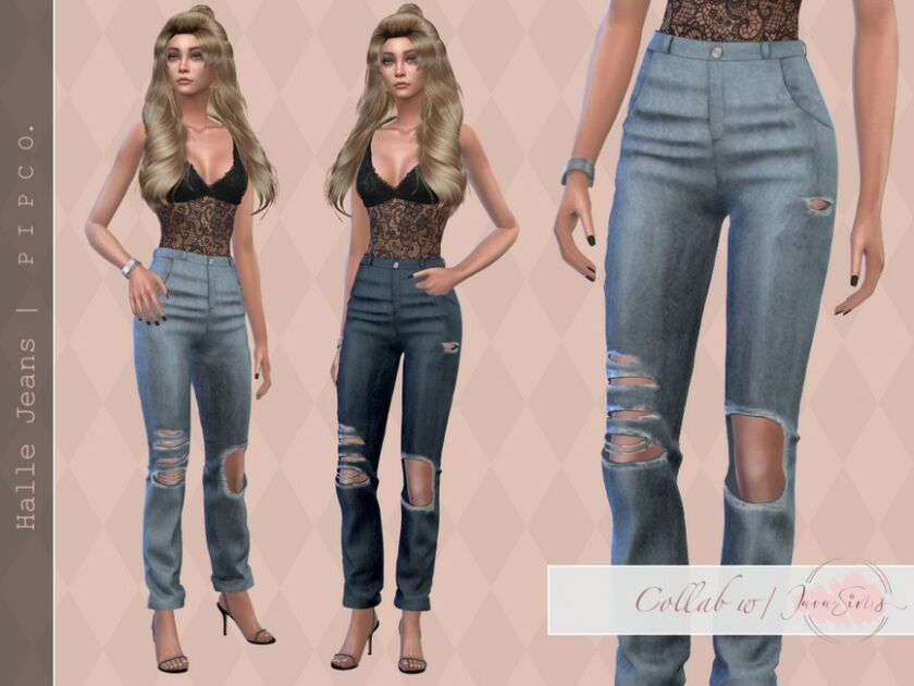 Pipcoxjavasims Collab – Halle 3D Jeans. By Pipco Sims 4 CC