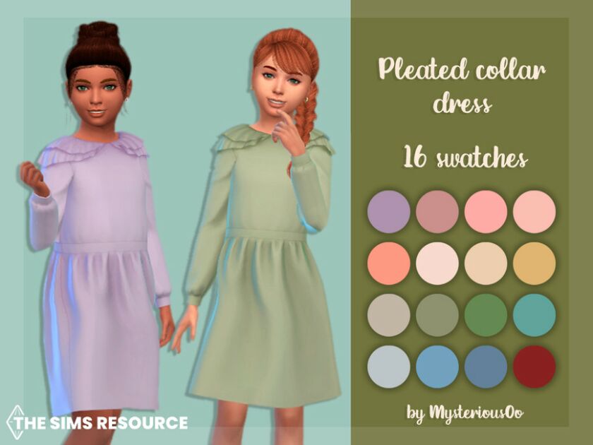 Pleated Collar Dress By Mysteriousoo Sims 4 CC