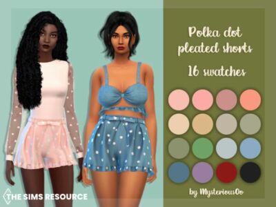 Polka DOT Pleated Shorts By Mysteriousoo Sims 4 CC