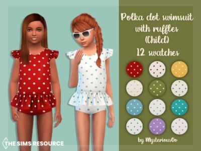 Polka DOT Swimsuit With Ruffles Child By Mysteriousoo Sims 4 CC