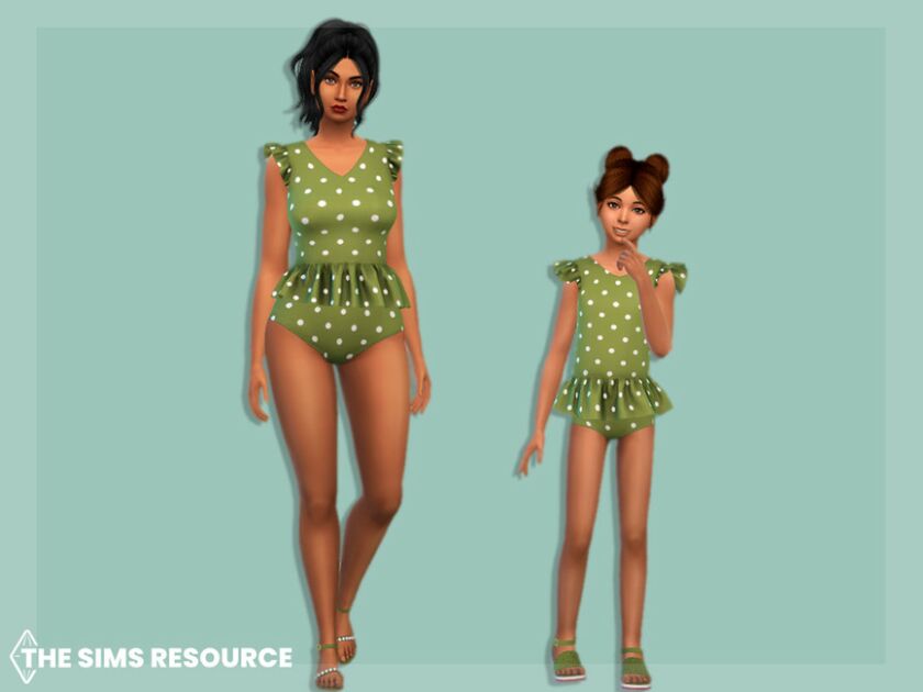 sims 4 cc polka dot swimsuit with ruffles child by mysteriousoo 2