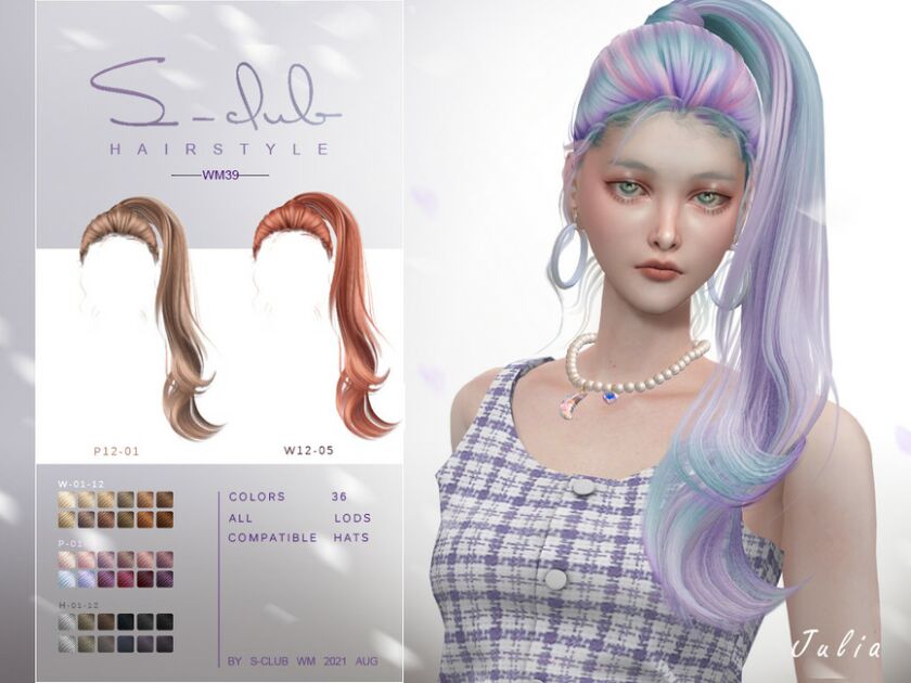 Ponytail Hairstyle Julia By S-Club Update10082021 Sims 4 CC