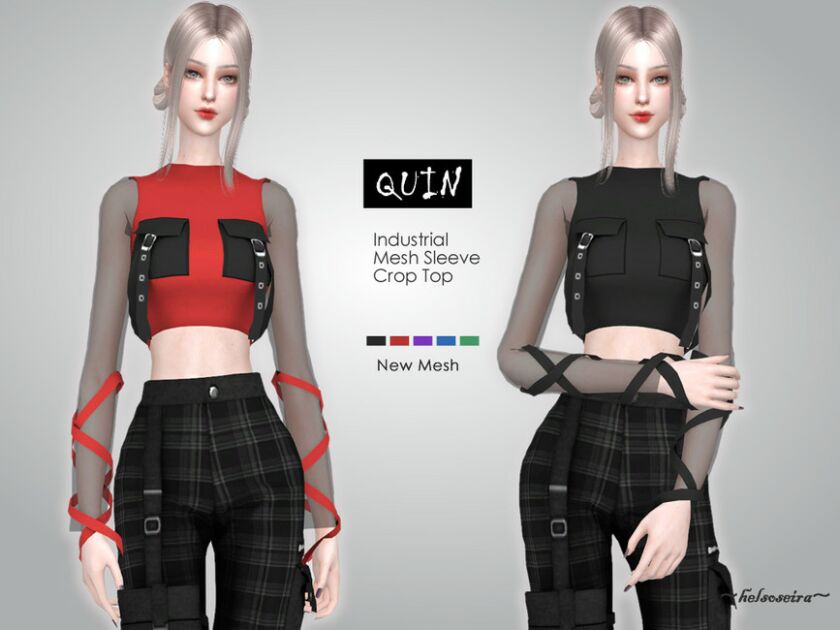 Quin – Ribbon Sleeves TOP By Helsoseira Sims 4 CC