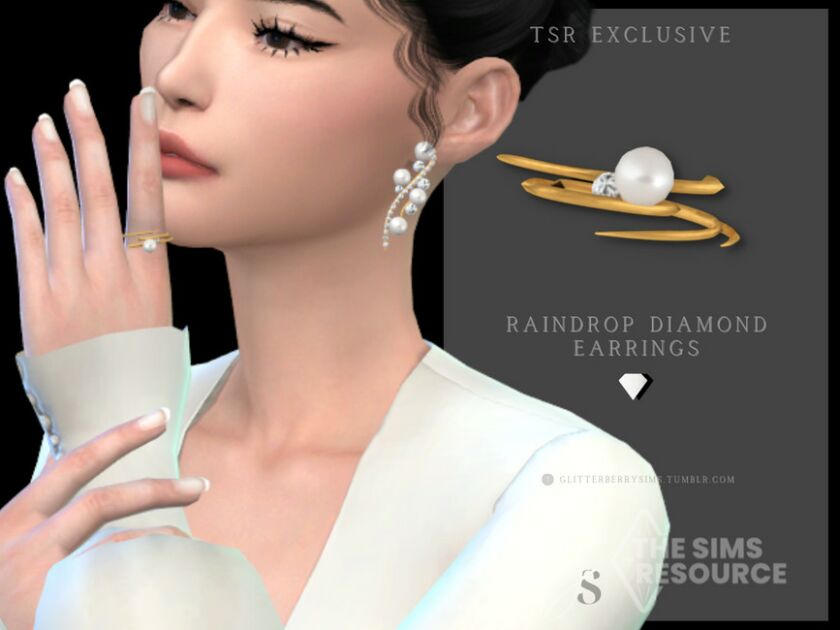 Raindrop Diamond Ring By Glitterberryfly Sims 4 CC