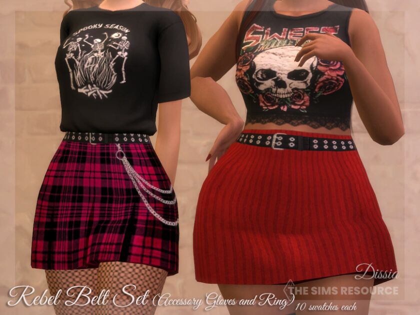 Rebel Belt SET (Accessory Gloves And Ring Category) By Dissia Sims 4 CC