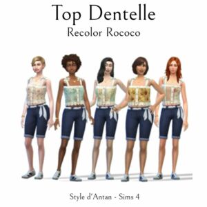 Recolor TOP Dentelle – 20 Motifs RococoRequis CottagelivingTelecharger (SFS) Sims 4 CC