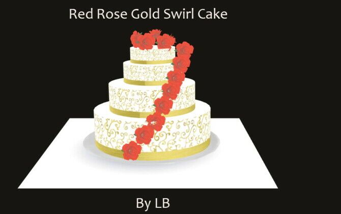 RED Rose Gold Swirl Cake By Laurenbell2016 Sims 4 CC