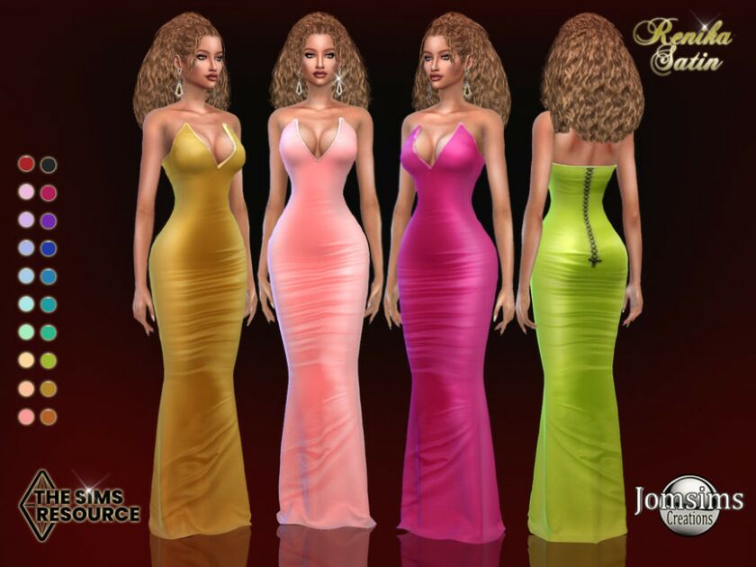 Renika Satin Dress By Jomsims Sims 4 CC