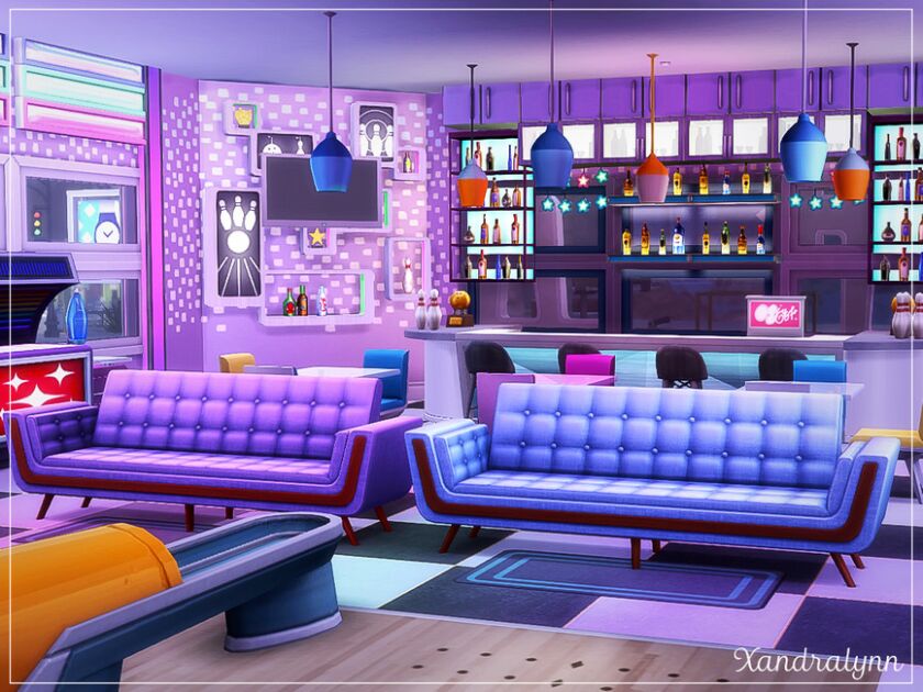 sims 4 cc retro bowling diner by xandralynn 4