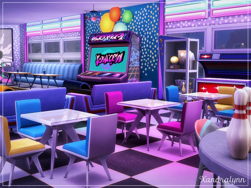 sims 4 cc retro bowling diner by xandralynn 5