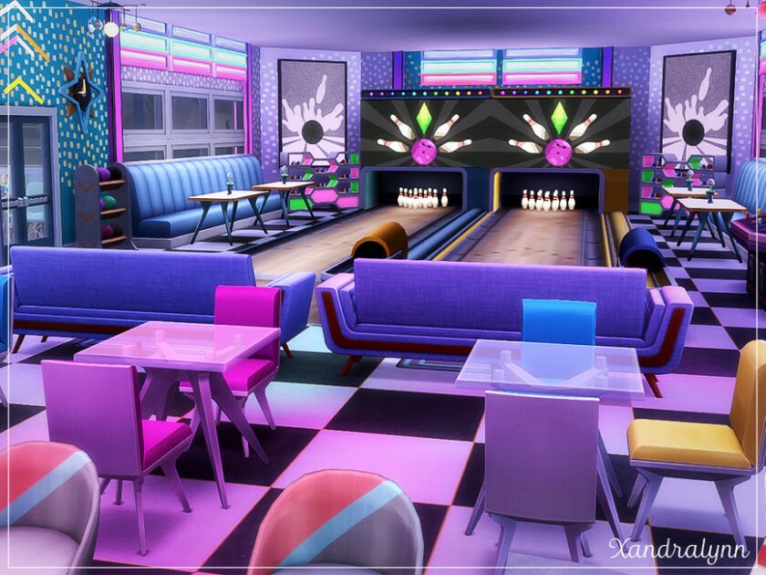 sims 4 cc retro bowling diner by xandralynn 6