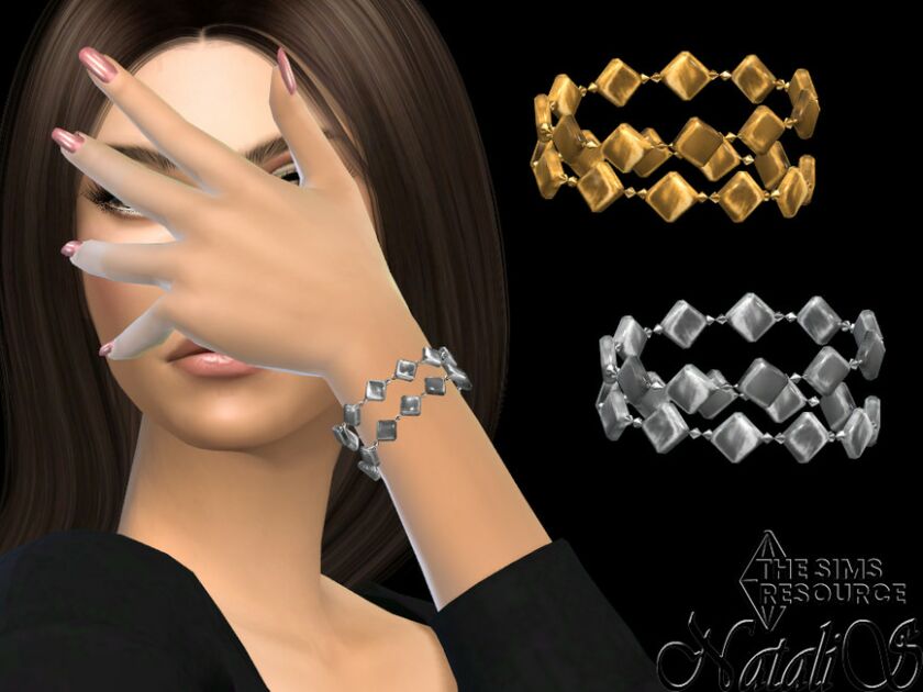 Rhombus Double Chain Bracelet By Natalis Sims 4 CC