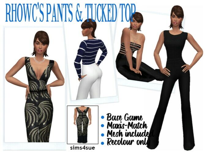 Rhowc’s Pants & Tucked TOP Sims 4 CC