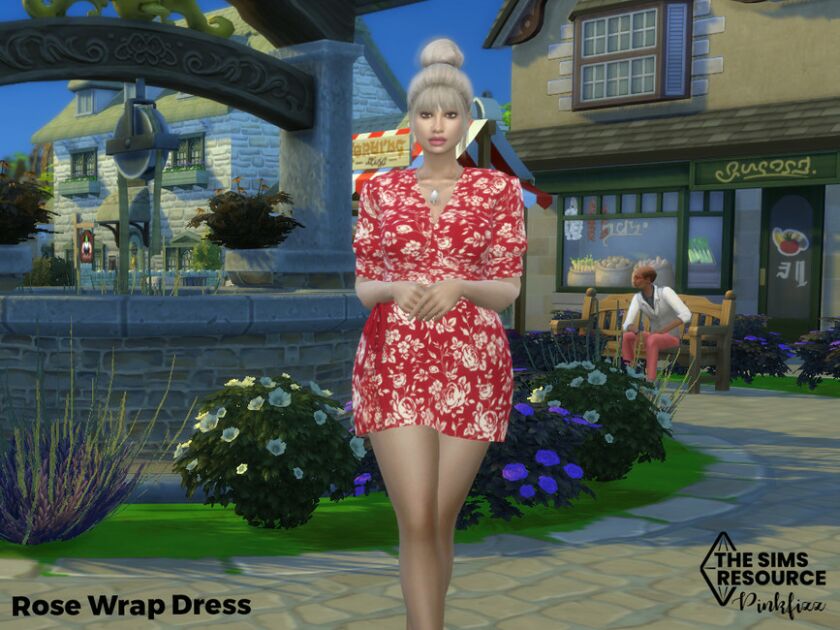 sims 4 cc rose wrap dress by pinkfizzzzz 2