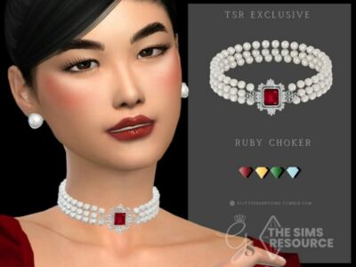 Ruby Choker By Glitterberryfly Sims 4 CC