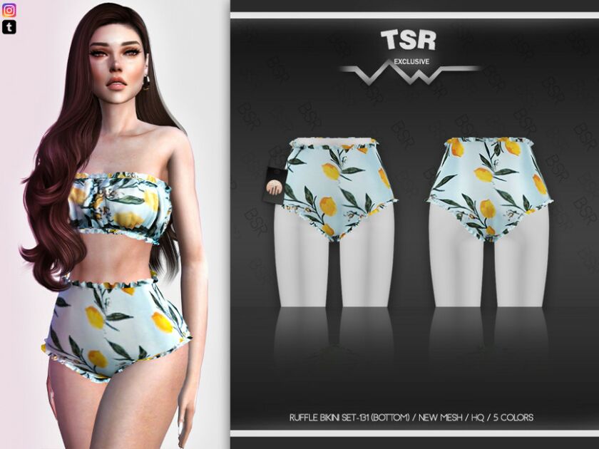 Ruffle Bikini SET-131 (Bottom) BD478 By Busra-Tr Sims 4 CC