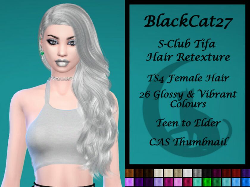 S-Club N73 Tifa Hair Retexture By Blackcat27 Sims 4 CC