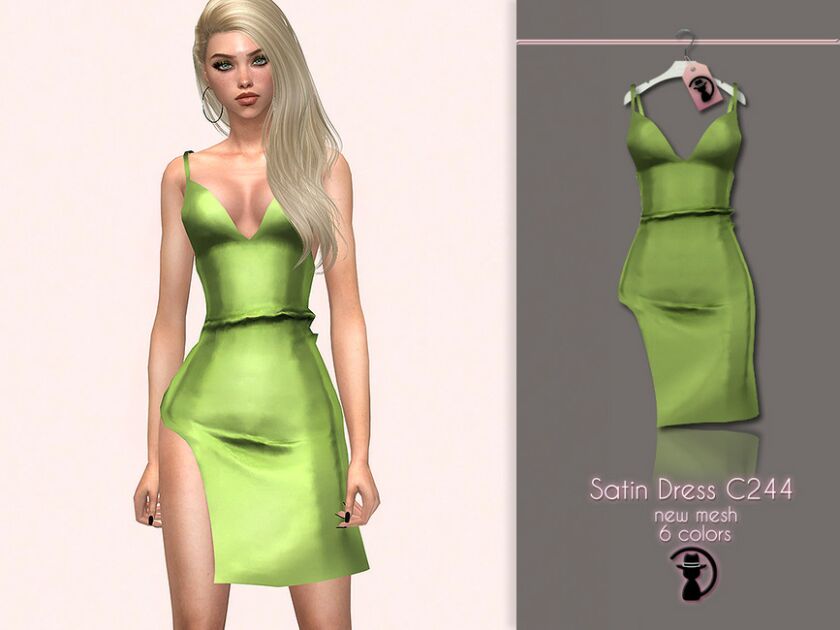 Satin Dress C244 By Turksimmer Sims 4 CC