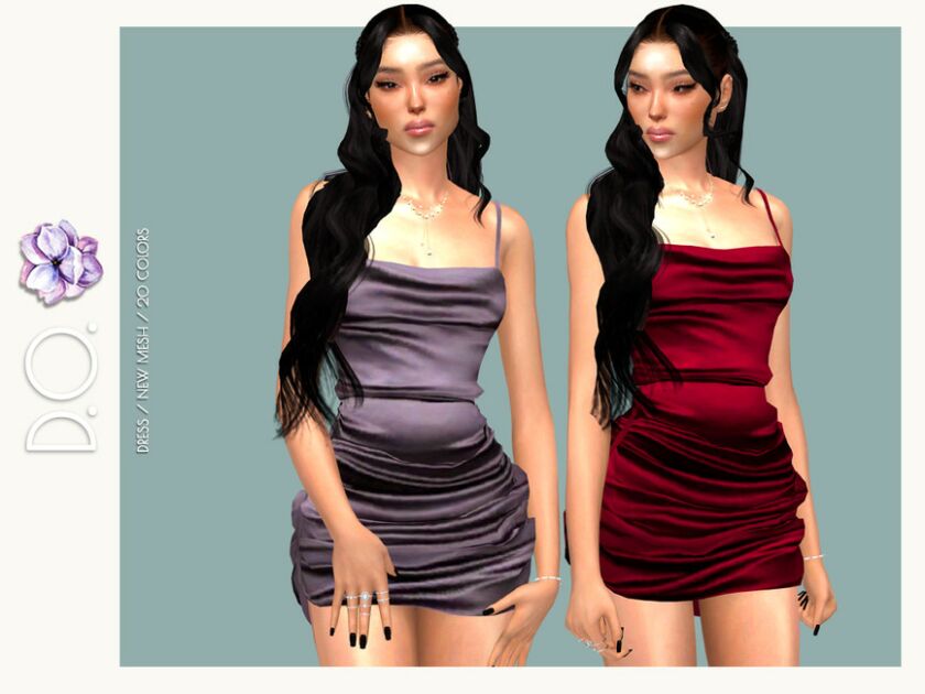 Satin Ruched Dress DO123 Sims 4 CC