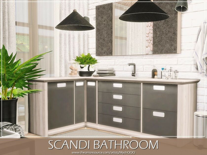 Scandi Bathroom By Mychqqq Sims 4 CC