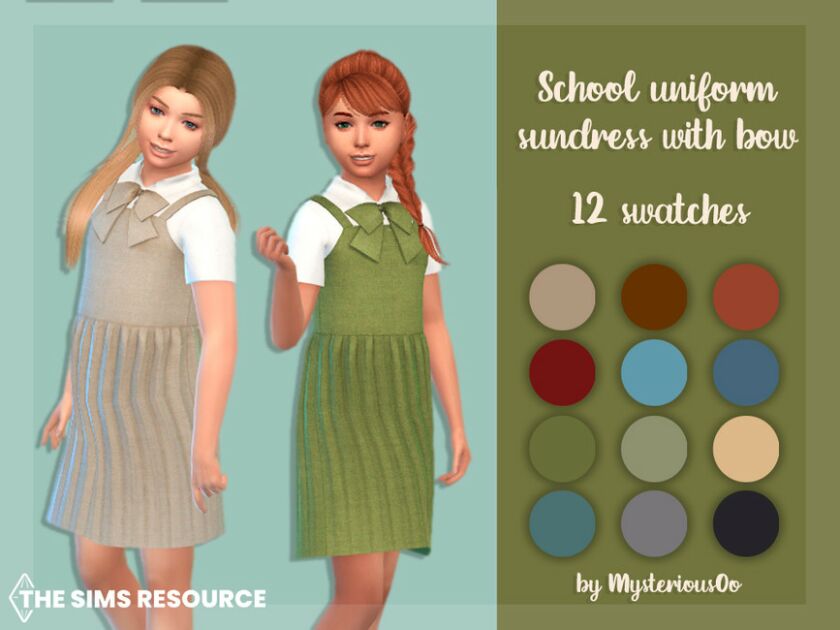 School Uniform Sundress With BOW Sims 4 CC